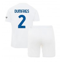 Camisa de time de futebol Inter Milan Denzel Dumfries #2 Replicas 2º Equipamento Infantil 2023-24 Manga Curta (+ Calças curtas)